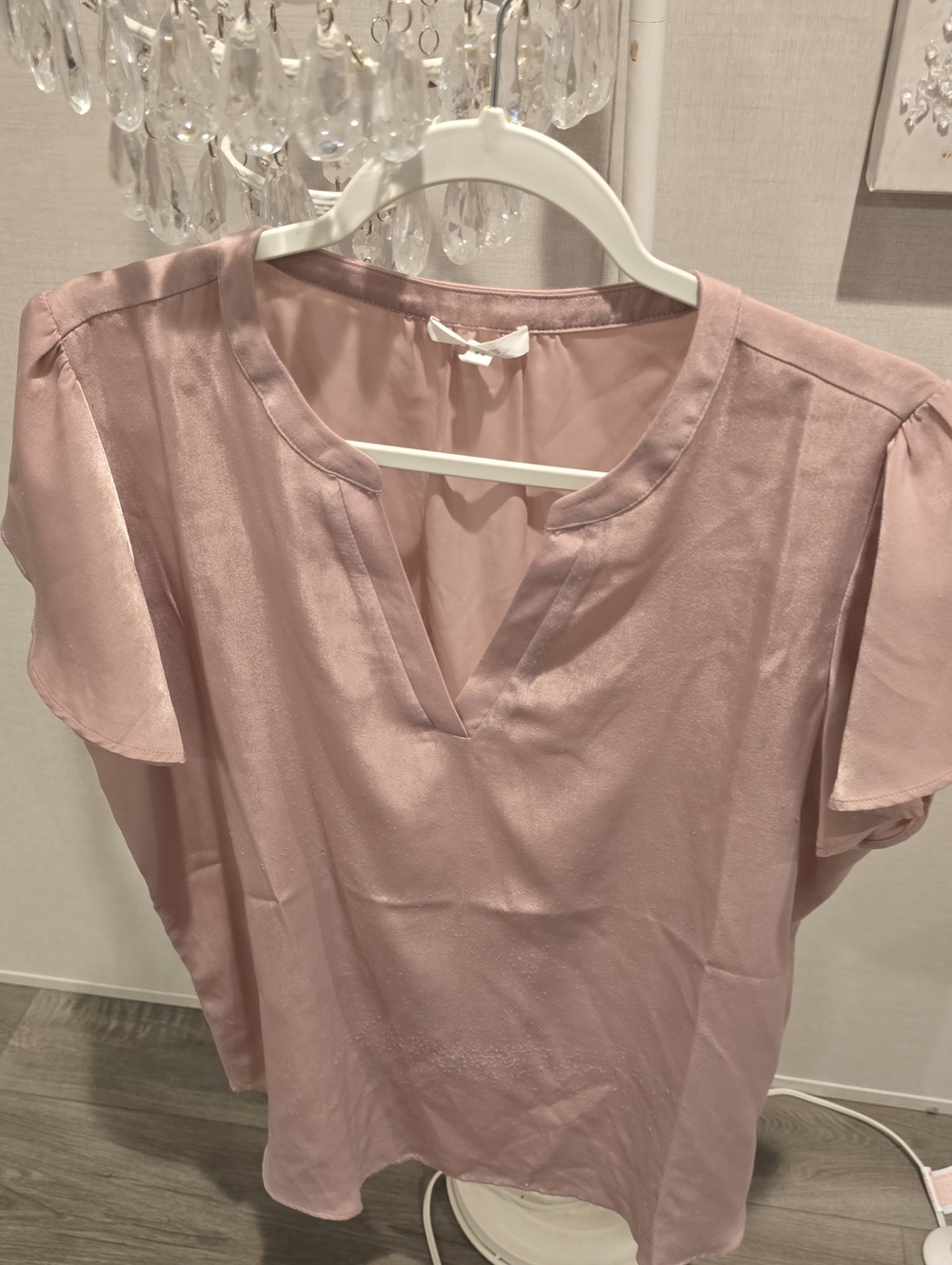 Maurices Dusty Rose Split Neck Flutter Sleeve Blouse
